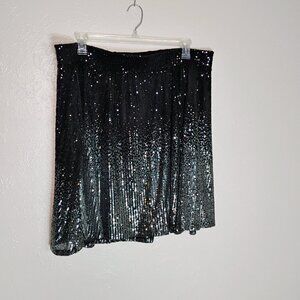 Torrid Black Silver Sequin Skater Mini Skirt Stretch Plus Size 3x
